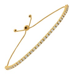 Bracelet Bolo réglable en or jaune 14 carats avec diamants naturels de 1,00 carat G SI