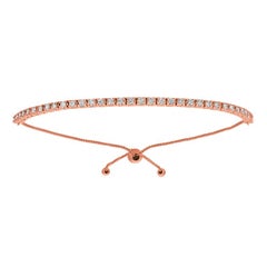 1.00 Carat Natural Diamond Bolo Bracelet G SI 14 Karat Rose Gold Adjustable