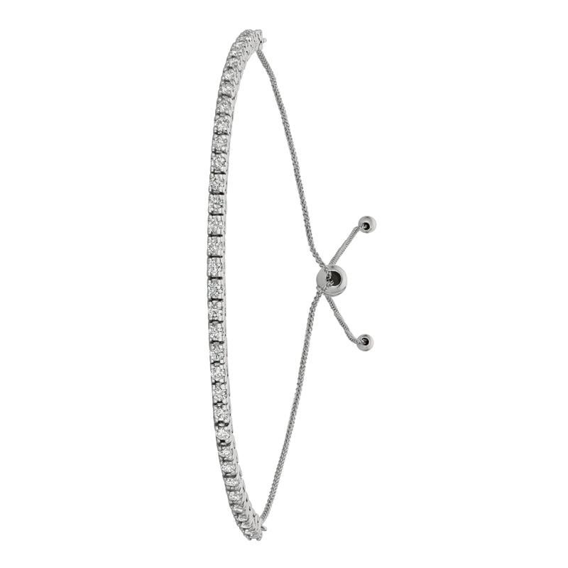1.00 Carat Natural Diamond Bolo Bracelet G SI 14K White Gold 7''

100% Natural Diamonds, Not Enhanced in any way Round Cut Diamond Bracelet
1.00CT
G-H
SI
14K White Gold, Pave Style 4.3 gram
7-8 inches adjustable length, 1/10 inch in width
27