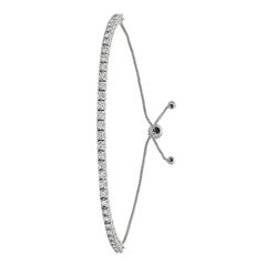 1.00 Carat Natural Diamond Bolo Bracelet G SI 14 Karat White Gold Adjustable