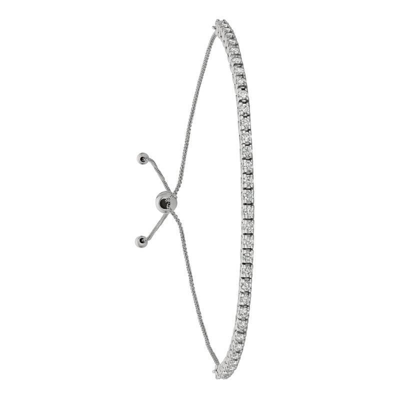 Contemporary 1.00 Carat Natural Diamond Bolo Bracelet G SI 14 Karat White Gold Adjustable For Sale