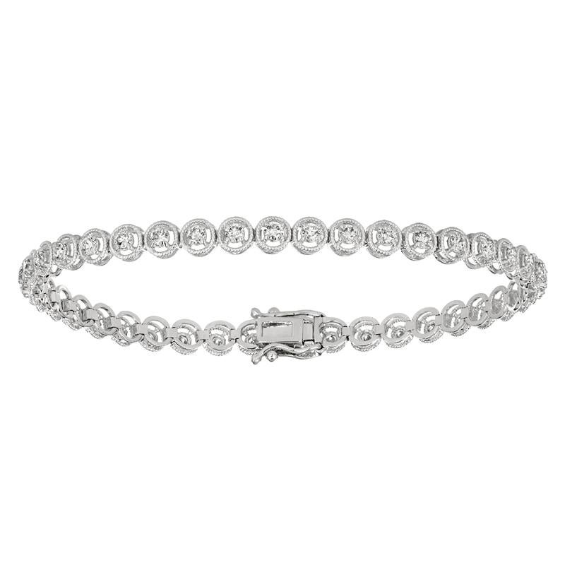 Contemporary 1.00 Carat Natural Diamond Bracelet G SI 14 Karat White Gold For Sale