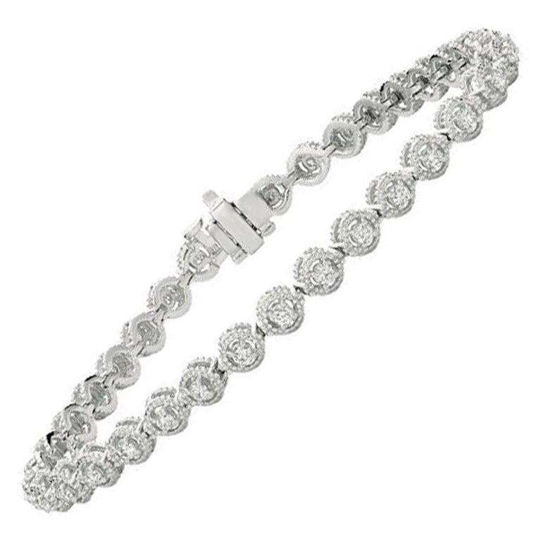 1,00 Quilate Pulsera Diamante Natural G SI Oro Blanco 14K