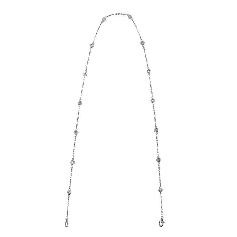 Contemporary 1.00 Carat Natural Diamond, the Yard Necklace G SI 14 Karat White Gold 14 Stones For Sale