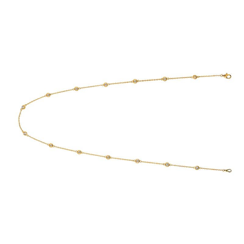 1.00 Carat Diamond by the Yard Necklace G SI 14K Yellow Gold 14 stones 18 inches

100% Natural Diamonds, Not Enhanced in any way Round Cut Diamond by the Yard Necklace
1.00CT
G-H
SI
14K Yellow Gold, Bezel style
18 inches in length
14 stones, 7