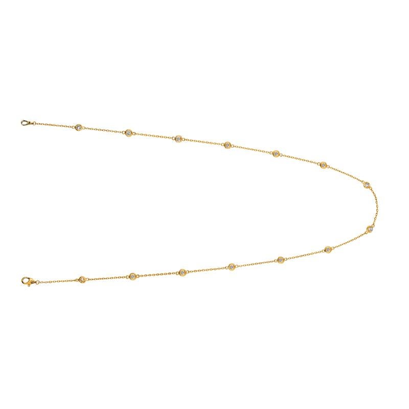 Contemporary 1.00 Carat Natural Diamond by the Yard Necklace G SI 14K Yellow Gold 14 Stones 1 For Sale