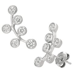 Boucles d'oreilles à chaton en or blanc 14 carats avec diamants naturels de 1,00 carat G SI