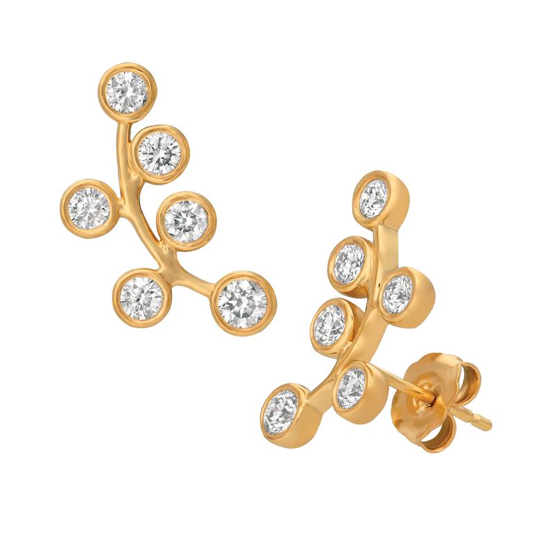 Contemporary 1.00 Carat Natural Diamond Climber Bezel Earrings G SI 14 Karat White Gold For Sale