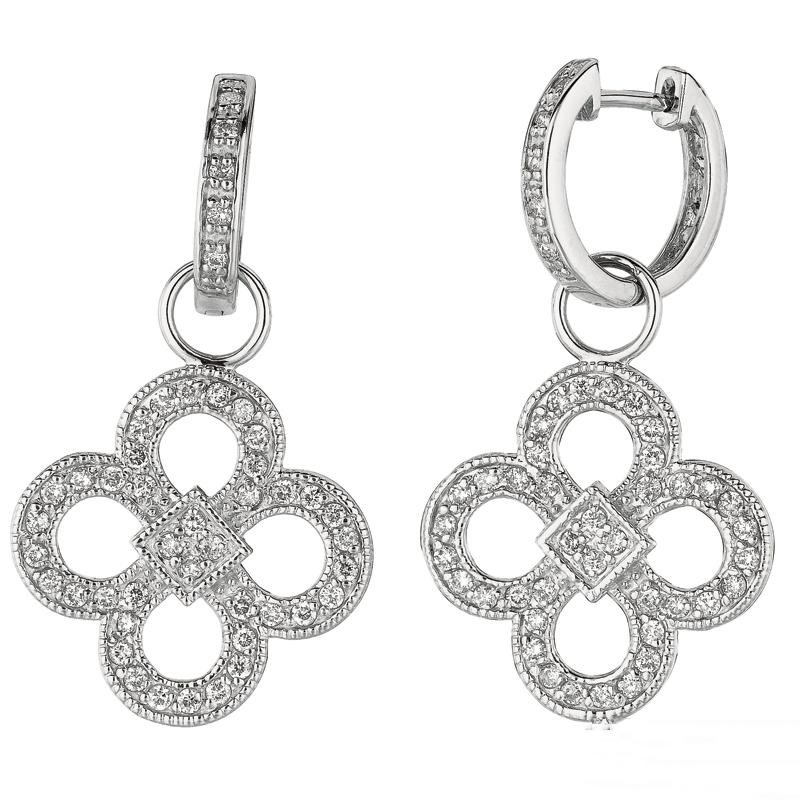 1.00 Carat Natural Diamond Clover Drop Earrings G SI 14K White Gold

100% Natural, Not Enhanced in any way Round Cut Diamond Earrings
1.00CT
G-H 
SI  
14K White Gold,  4.9 grams, Pave Style
1 1/4 inch in height, 11/16 inch in width
90 diamonds