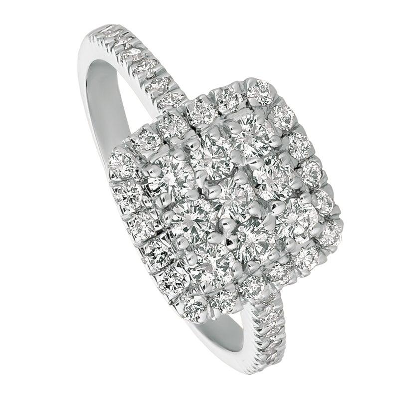 For Sale:  1.00 Carat Natural Diamond Cluster Square Engagement Ring G SI 14 Karat Gold 2