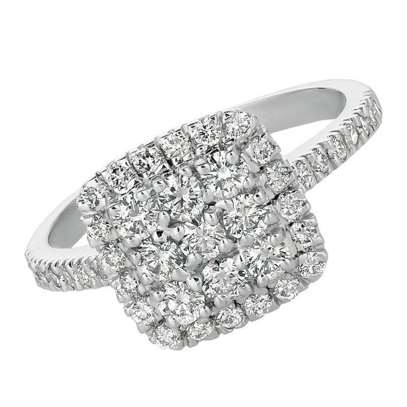 For Sale:  1.00 Carat Natural Diamond Cluster Square Engagement Ring G SI 14 Karat Gold 3