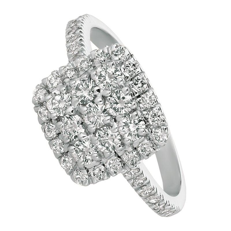 For Sale:  1.00 Carat Natural Diamond Cluster Square Engagement Ring G SI 14 Karat Gold 4
