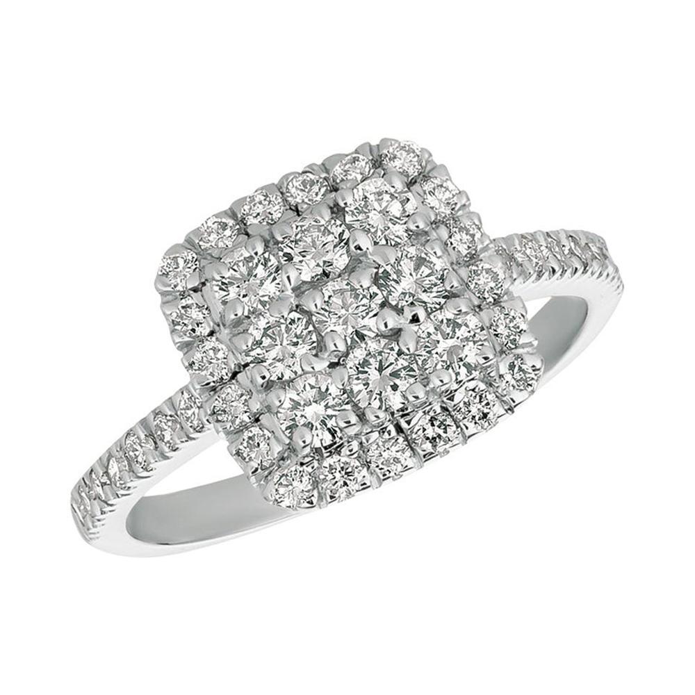 For Sale:  1.00 Carat Natural Diamond Cluster Square Engagement Ring G SI 14 Karat Gold