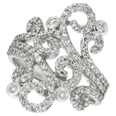 Anello da cocktail con diamante naturale da 1,00 carati G SI Oro bianco 14 carati