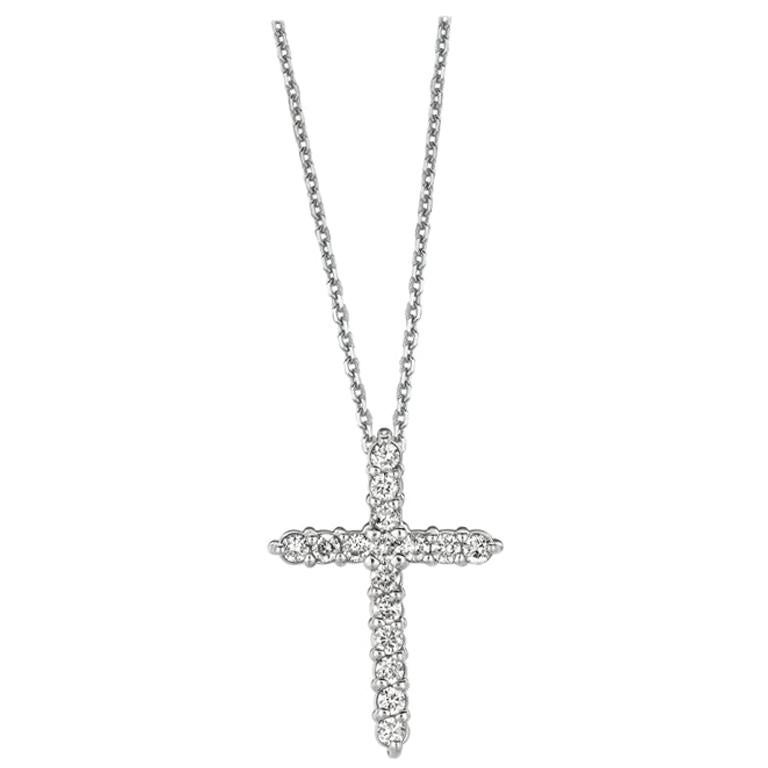 1,00 Karat natürlicher Diamant Kreuz-Halskette 14 Karat Weißgold G SI Kette