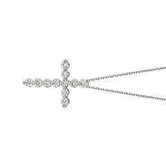 1,00 Karat Naturdiamant Kreuz-Anhänger 14 Karat Weißgold G SI