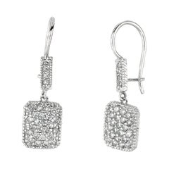 1.00 Carat Natural Diamond Drop Earrings G SI 14k White Gold
