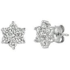 Pendientes de diamantes naturales de 1,00 quilate G-H SI engastados en oro blanco de 14 quilates