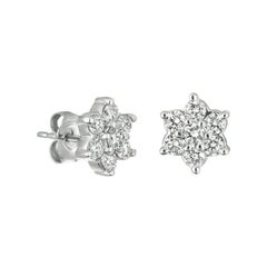 Boucles d'oreilles en or blanc 14 carats serties de diamants naturels de 1,00 carat G-H SI