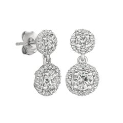 1,00 Quilate Pendientes Diamante Natural G SI Oro Blanco 14 Kilates