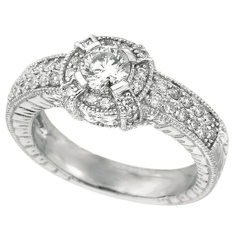 For Sale:  1.00 Carat Natural Diamond Engagement Ring G SI 14K White Gold 2