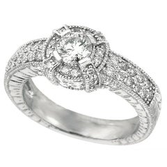 1.00 Carat Natural Diamond Engagement Ring G SI 14K White Gold