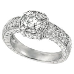 1.00 Carat Natural Diamond Engagement Ring G SI 14K White Gold