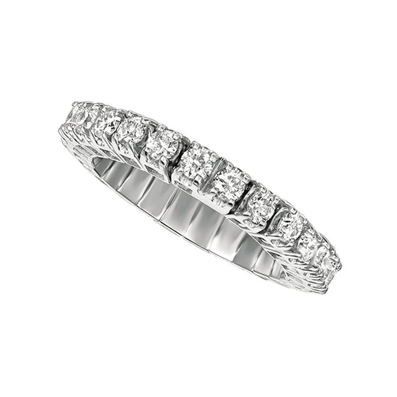 For Sale:  1.00 Carat Natural Diamond Eternity Band Ring Stretch GSI 14K White Gold 2