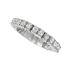 1.00 Carat Natural Diamond Eternity Band Ring Stretch GSI 14K White Gold