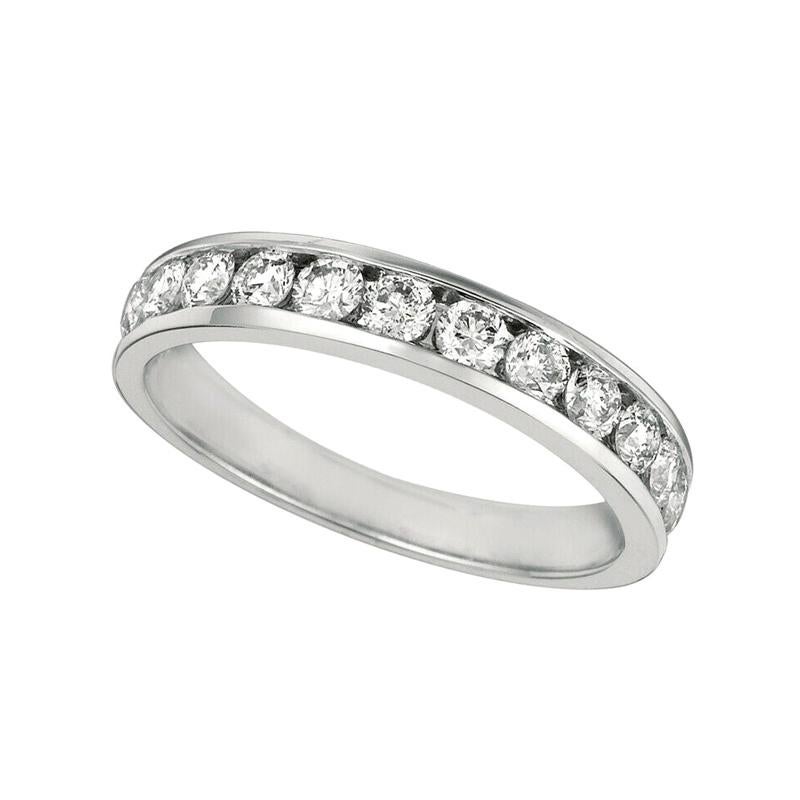 For Sale:  1.00 Carat Natural Diamond Eternity Ring Band Channel Set 14K White Gold