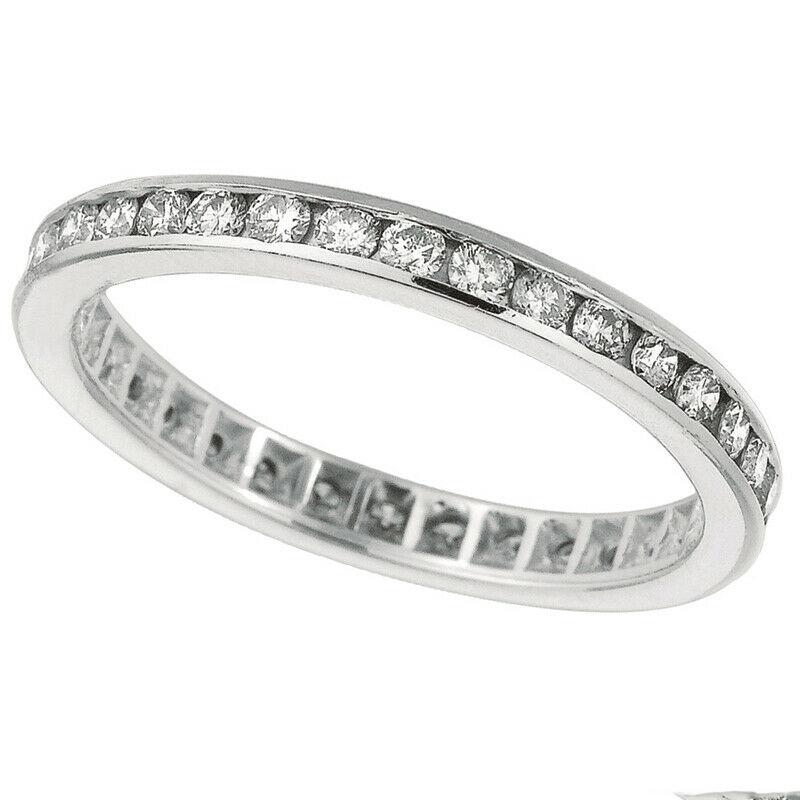 For Sale:  1.00 Carat Natural Diamond Eternity Ring Band Channel Set in 14k White Gold 2