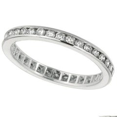 1.00 Carat Natural Diamond Eternity Ring Band Channel Set in 14k White Gold