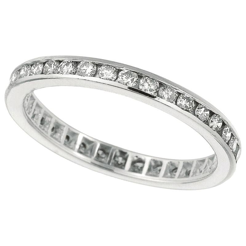 For Sale:  1.00 Carat Natural Diamond Eternity Ring Band Channel Set in 14k White Gold