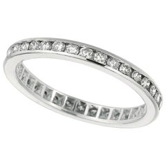 1.00 Carat Natural Diamond Eternity Ring Band Channel Set in 14k White Gold