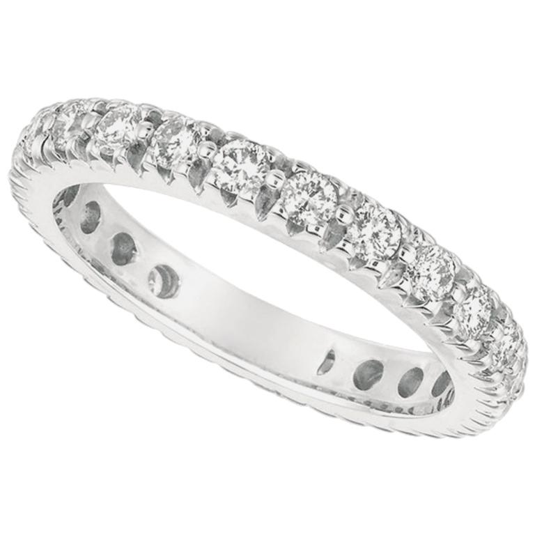 1.00 Carat Natural Diamond Eternity Ring Band G SI 14 Karat White Gold For Sale