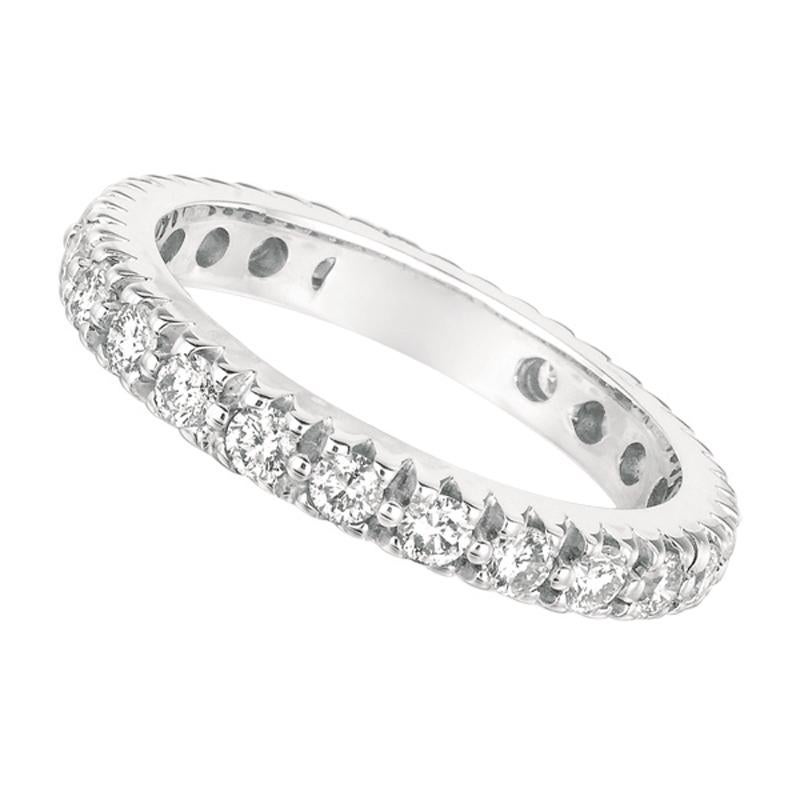 Contemporary 1.00 Carat Natural Diamond Eternity Ring Band G SI 14 Karat White Gold For Sale