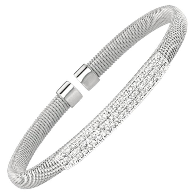 1.00 Carat Natural Diamond Fancy Bangle Bracelet G-H SI 14 Karat White Gold