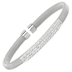 Bracelet jonc fantaisie en or blanc 14 carats avec diamants naturels de 1,00 carat G-H SI