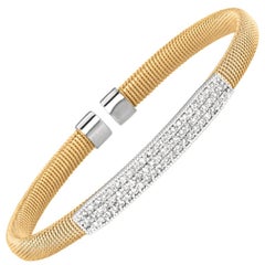 Bracelet jonc fantaisie en or jaune 14 carats avec diamants naturels de 1,00 carat G-H SI