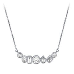1.00 Carat Natural Diamond Fancy Necklace 14K White Gold G SI