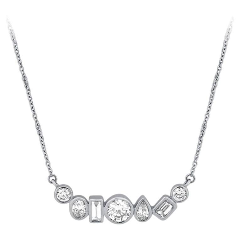 Pre-owned Morris & David 1.00 Carat Natural Diamond Fancy Necklace 14k White Gold G Si