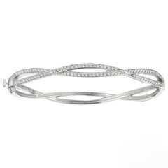 Brazalete de moda con diamante natural de 1,00 quilates G SI Oro blanco de 14 quilates