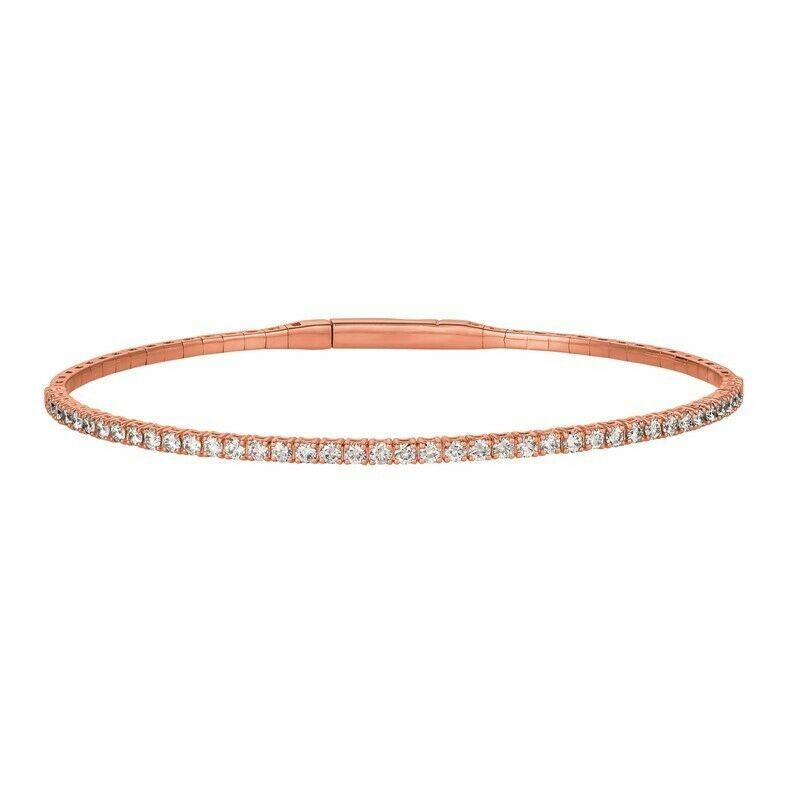 1.00 Carat Natural Diamond Flexible Half Way Round Bangle Bracelet G SI 14K Rose Gold 7''

100% Natural Diamonds, Not Enhanced in any way Round Cut Flexible Diamond Bracelet 
1.00CT
G-H 
SI  
14K Rose Gold, 5 gram, prong
7 inches in length
2.5 mm in