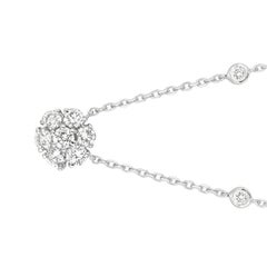 1.00 Carat Natural Diamond Flower and Bezel Pendant 14 Karat Gold G SI Chain