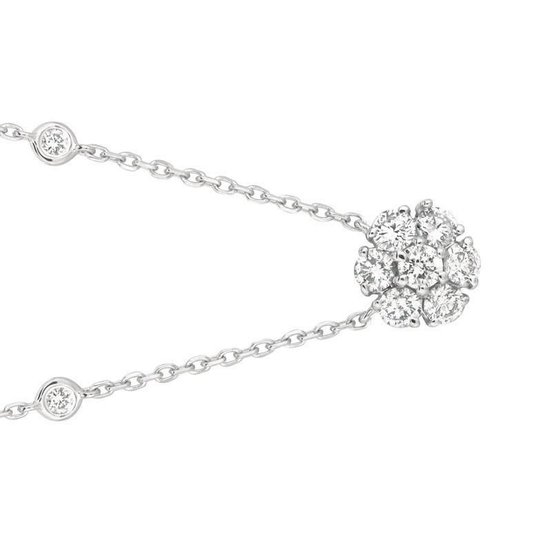 Colgante de flor y bisel de diamante natural de 1,00 quilates Cadena de oro de 14 quilates G SI Corte redondo en venta