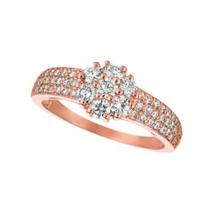 1,00 Karat natürlicher Diamant Blume Cluster Ring G-H SI 14 Karat Roségold