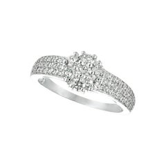 1.00 Carat Natural Diamond Flower Cluster Ring G-H SI 14 Karat Yellow Gold