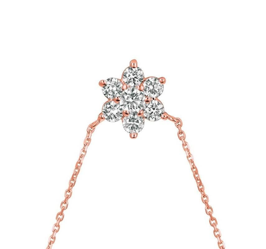1,00 Quilate Collar Flor Diamante Natural Oro Rosa 14 Kilates G SI Contemporáneo en venta