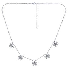 1.00 Carat Natural Diamond Flower Necklace 14K White Gold 18'' chain