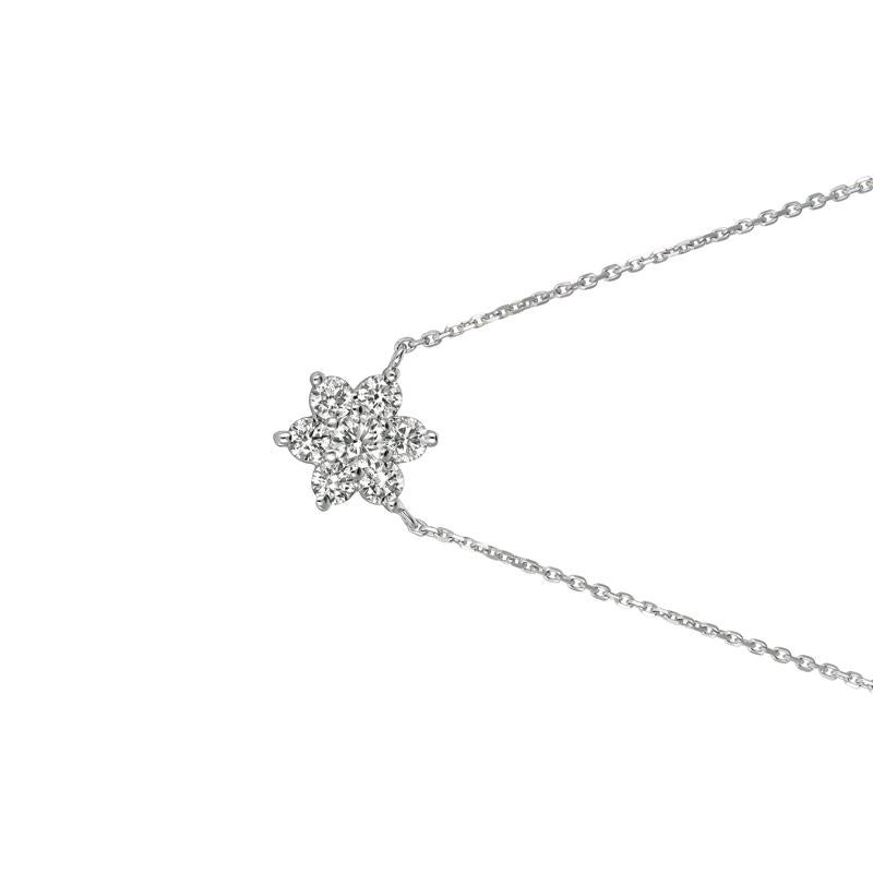 1.00 Carat Natural Diamond Flower Necklace 14K White Gold G SI 18 inches chain

100% Natural Diamonds, Not Enhanced in any way Round Cut Diamond Necklace
1.00CT
G-H
SI
14K White Gold, Prong style , 2.6 grams
7/16 inch in height, 7/16 inch in width
1